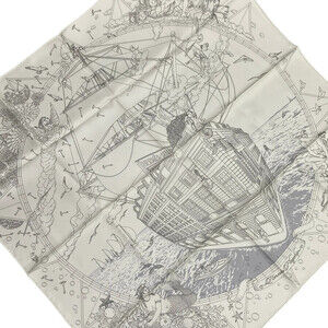 Hermes Carre 90 White Scarf #345724H85B